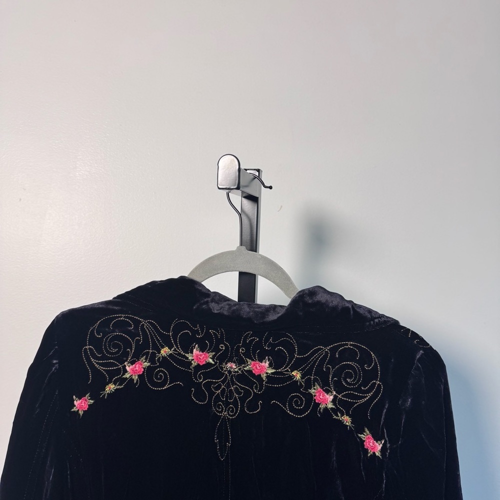 Johnny Was Black Velvet women’s jacket with Pink Floral embroidered Boho - Picture 7 of 10